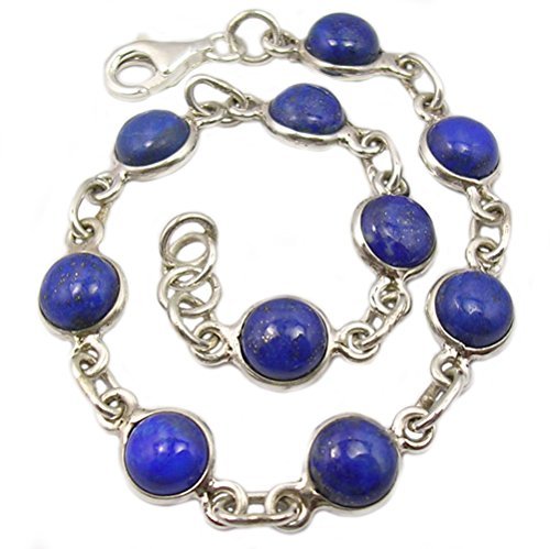 Bijoux et Objets - Lapis lazuli sterling silver bracelet - Stone size 7mm