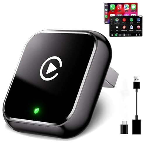 Wireless CarPlay & Android Auto Adapter, 2-in-1 Plug & Play Mini OTA Dongle with Premium Glass & Metal Design for iPhone & Android, Bluetooth 5.3 & WiFi 6, Fast Stable Connection for 927+ Car Models