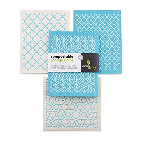 ecoLiving Compostable Sponge Cleaning Cloths - Dishcloth - Eco Friendly & Sustainable Biodegradable Cellulose Sponge Cloths - Kitchen Cleaning Cloth (Moroccan) Cover