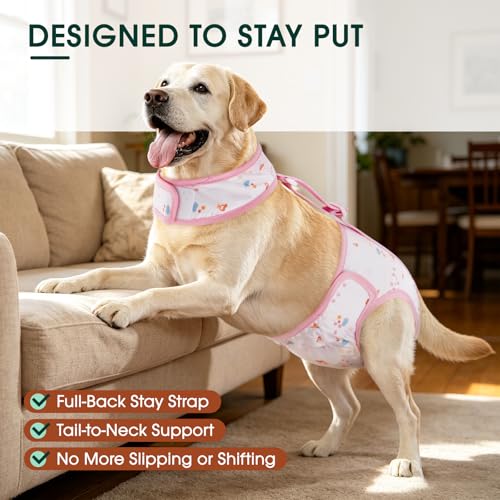 Image of Kuoser Dog Diapers Female with Suspenders, Escape-Proof Doggie Diaper, L