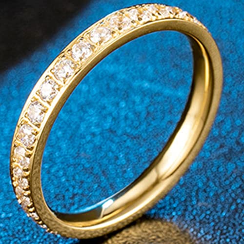 Jude Jewelers 3mm Stainless Steel Cubic Zircon Filled Stackable Eternity Wedding Band Ring (Gold, 14)2