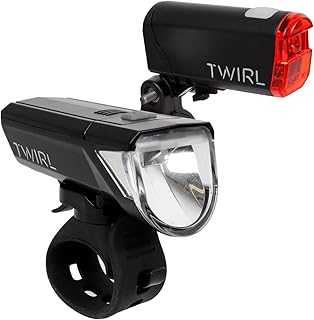 TWIRL EOS 30 LED Bike Light Set with Battery Indicator, Lightweight Bicycle Light, Black