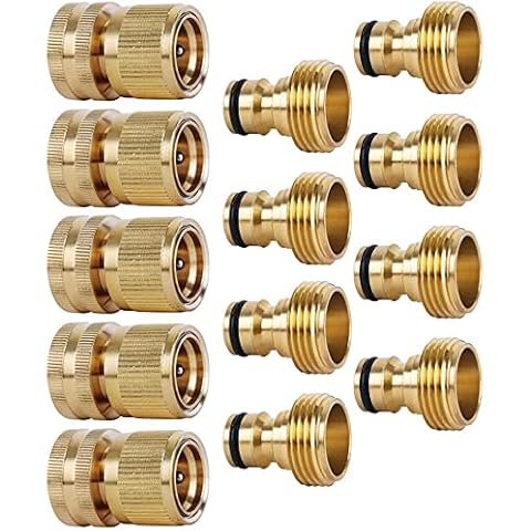 SHOWNEW 8 Male + 5 Female Connectors 3/4 Inch GHT Brass Hose Connect Fittings Cover