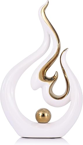 Decoración para el hogar, estatua abstracta de cerámica de oro blanco, decoración para sala de estar, comedor y oficina, centro de mesa de arte