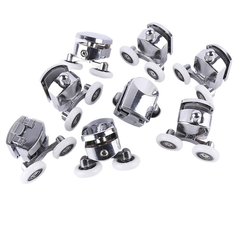 Rotelle Box Doccia Ruote for porta doccia scorrevole in lega di zinco da 23/25/27 mm, cuscinetti a rulli, ricambio for vetro da 12-14 mm Ruote Box Doccia(4-upper 4-down,27mm)