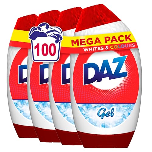 Daz Gel Laundry Detergent, 100 Washes, Stain Removal For Clothes, Washing Liquid For Whites & Colours, Brilliant Cleaning Even In Cold Washes (875ML X 4)