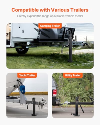 Image of VEVOR Trailer Jack, 12000 lbs Dynamic Load Capacity, Weld-on Pipe-Mount Swivel Trailer Jack with Ergonomic Handle, 12.6-inch Vertical Travel, Suitable for RV, Horse, Utility, Camping, Yacht Trailers