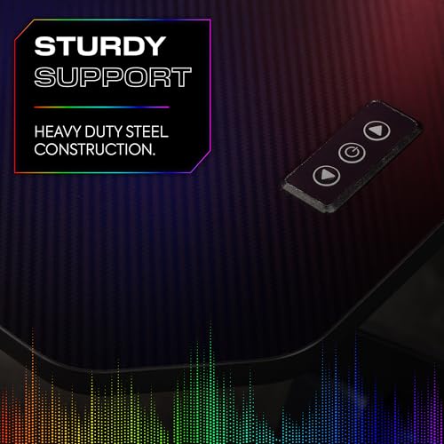 X-Rocker Infinity RGB Gaming Desk 140 x 60cm, Large Gaming Table for Laptop Home Office Desk, with Headphone Hook and Cup Holder, Includes FREE Mouse Pad BLACK - Image 11