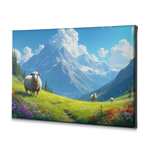 Tableau salle de bain mouton : égayez vos murs blancs 30 x 40 cm