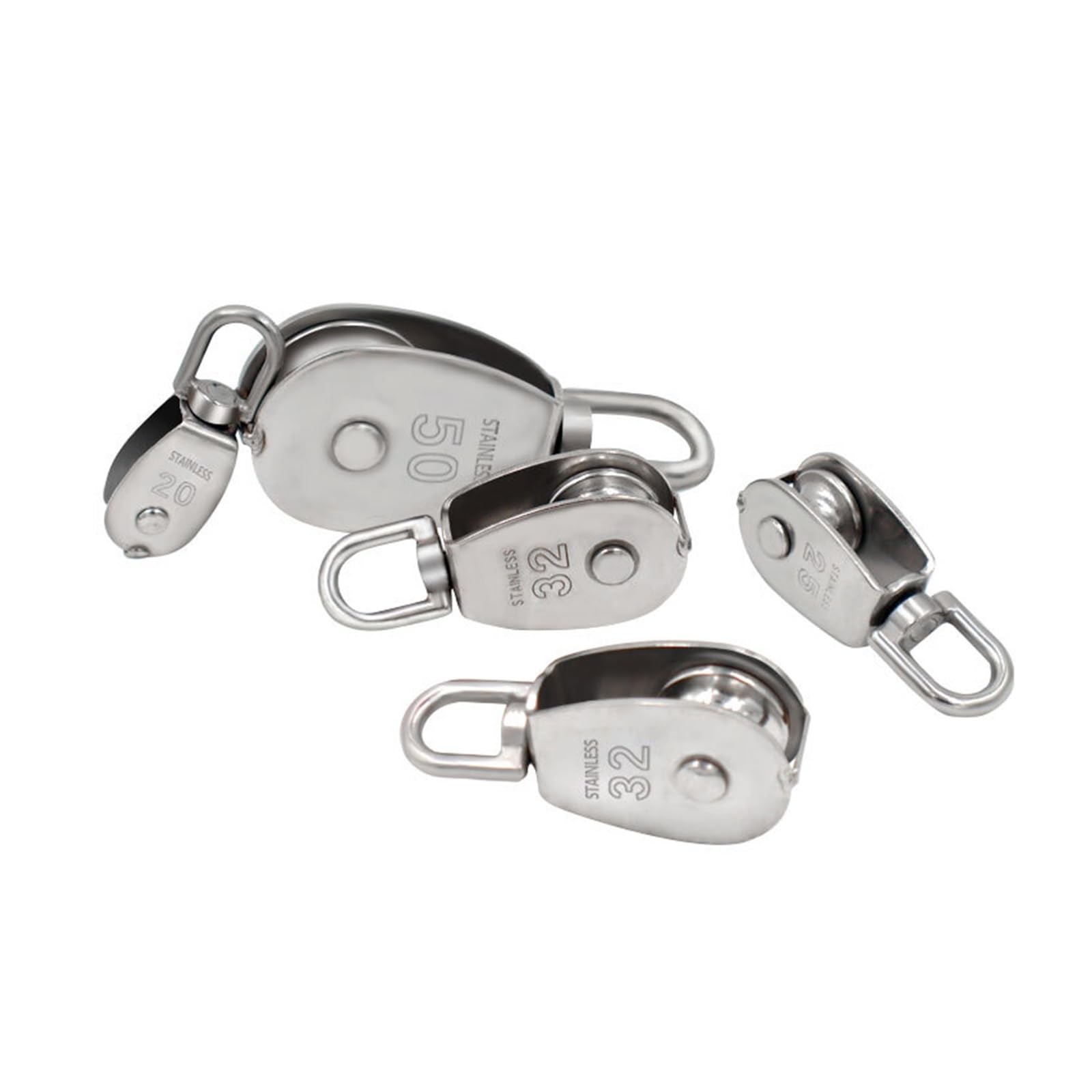 1 PCS Stainless Steel M20 Pulley Steel Wire Pulley Single Wheel Swivel Lifting Rope Pulley Block for Wire Rope Skating