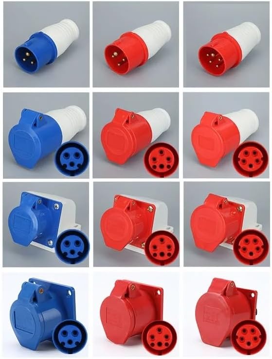 Industrial & Socket Waterproof Male Female 3P/4P/5P Electrical Connector 16A IP44 Wall Mounted Socket AC 220-250V(Coupler,16A_5P)