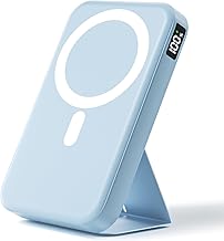 Cargador portátil magnético, banco de energía inalámbrico de 10000 mAh con carga rápida USB-C de 20 W, soporte plegable y pantalla LED, paquete de batería magnética, compatible con iPhone 16/15