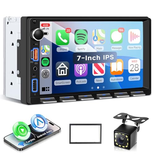 VECHTEL Autoradio 2 Din Touches de Piano avec Carplay Android Auto sans Fil, 7 Pouces IPS HD Écran Tactile Poste Radio Voiture Soutien Bluetooth Radio FM EQ...