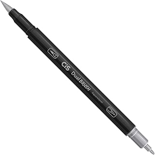 Marcador Artístico Aquarelável Dual Brush - Cinza - CIS - Caixa com 10 unidades CIS, Cinza, pacote de 10