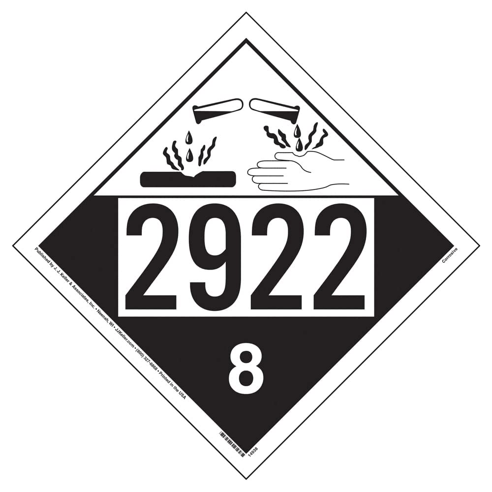 2922 Placard, Class 8 Corrosive 25-pk. - 10.75