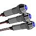 3 Pack Blue 12V DC Chrome Housing 8mm 5/16" LED Metal Signal Indicator Pilot Dash Light