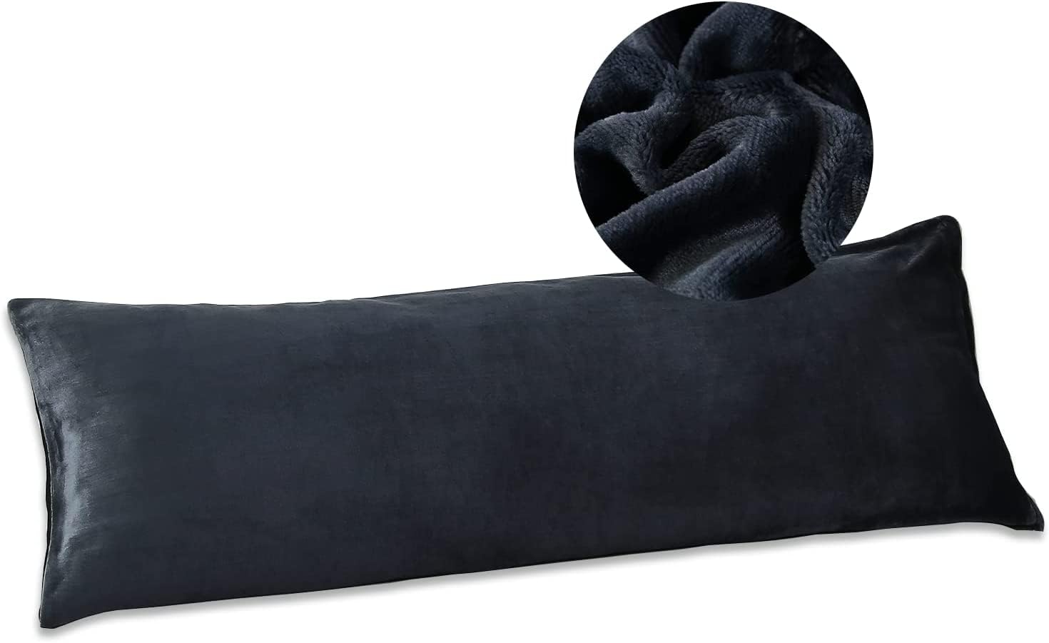 Body Pillows for Adults with Pillowcase- Stripe Full Body Pillow with Velvet Pillow Cover- Premium Long Pillows for Sleeping - Down Alternative Bed Pillow,Dark Gray, 20"x 54"