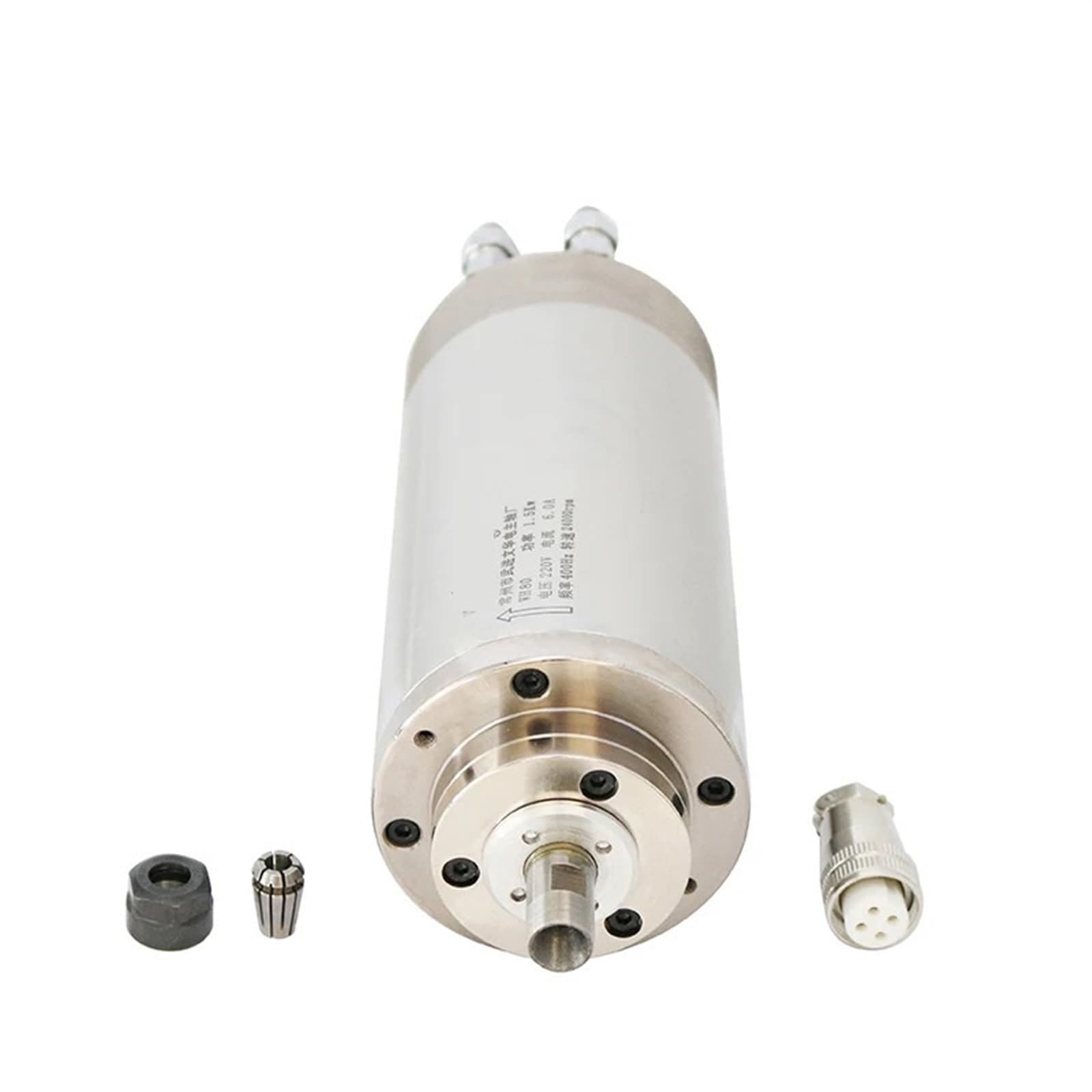 Spindle motor 1.5KW ER11 Water-Cooled Spindle Motor 400Hz 24000rpm Diameter 80mm Woodworking Spindle For Router Machine Tool(1.5kw 380V)