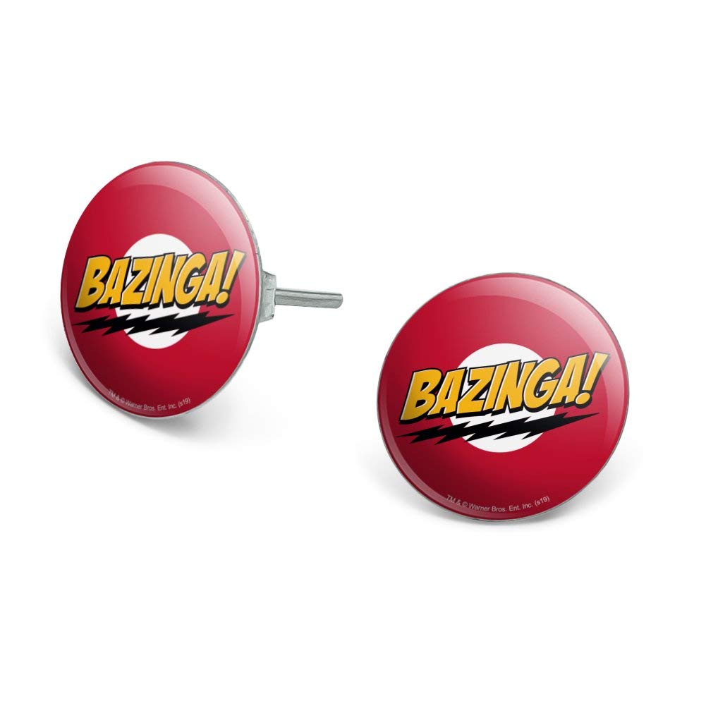 GRAPHICS & MOREThe Big Bang Theory Sheldon Bazinga Novelty Silver Plated Stud Earrings