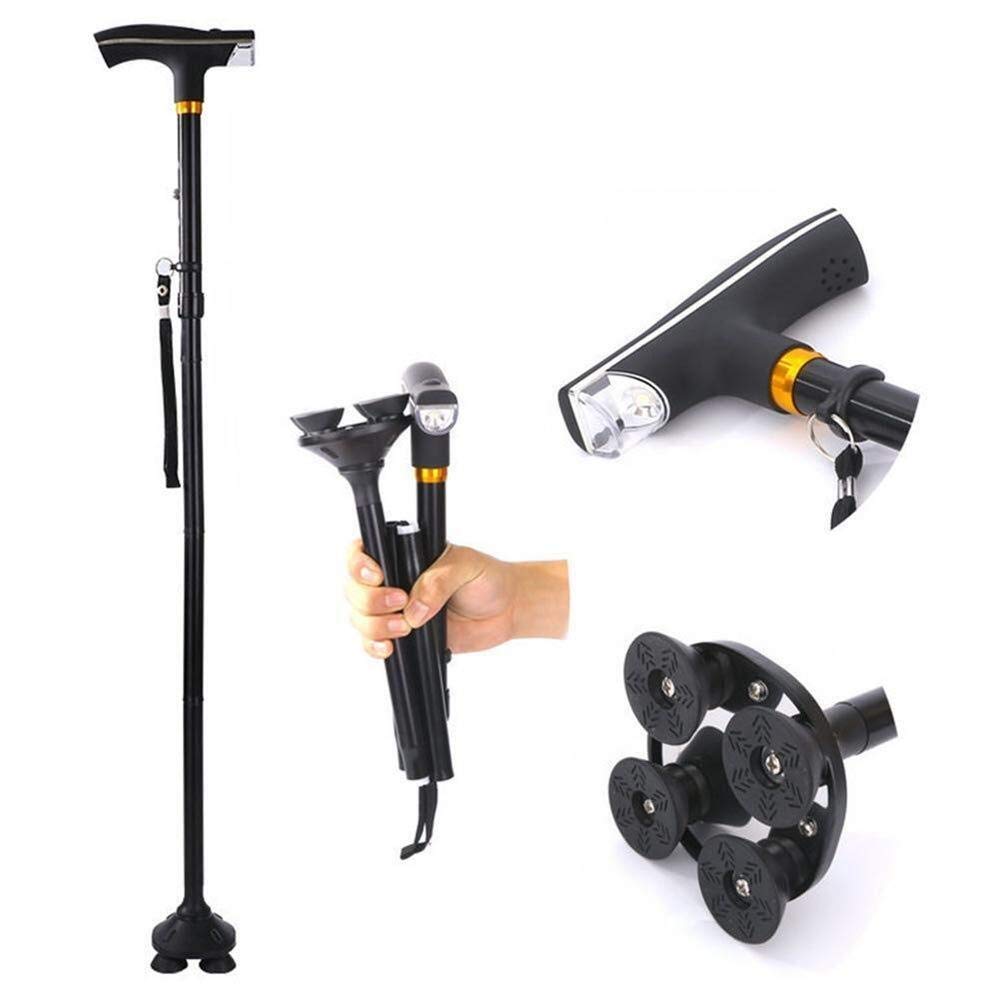 Muletas Plegables, Muleta Plegable de Aluminio, Fractura para Personas Mayores, Mujeres, Hombres, Antideslizante, Estable, Iluminación, Mayores Present