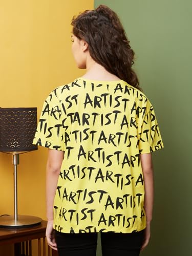 Image of Globus Women Pink Boxy Fit Typography Cotton T-Shirt-3639407001