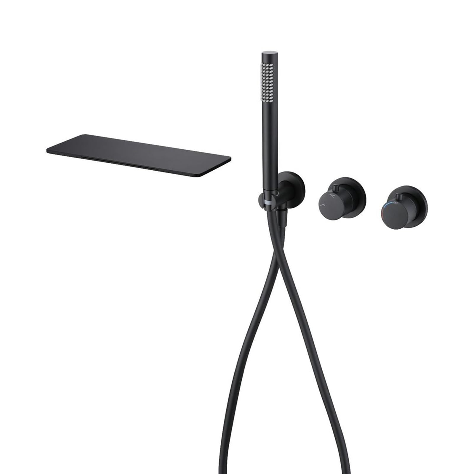 Robinet de baignoire cascade encastré noir au design épuré pour salle de bain
