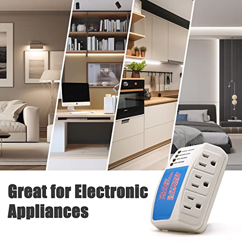 Bseed BX-V008USFBA Surge Protector Power Strip Home Appliance, 3 Outlet Power Surge Protector, Voltage Protector Brownout Surge Refrigerator 1440 Watts thumb #6