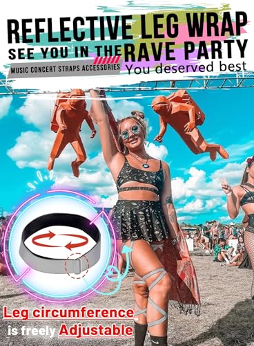 Image of Ella Lust Reflective Rave Leg Wrap for Women - Adjustable Holographic Glow Straps Music Party Accessories EDC Concert Outfits