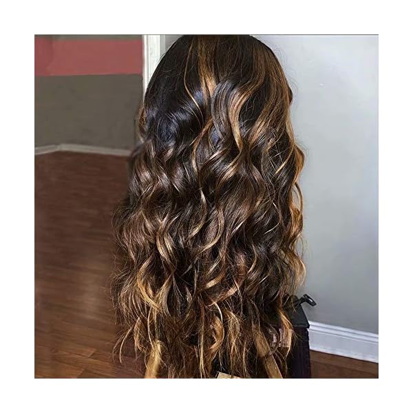 QUINLUX WIGS #1bT27 Highlight Honey Blonde Human Hair Wigs 180% Density Body Loose Wave HD Transparent Lace Front Wig…