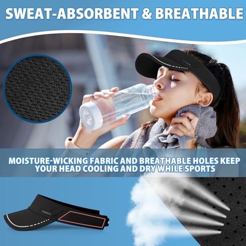 Image of Sukeen Sports Sun Visor for Men Women, Lightweight Adjustable Visor Hat, Reflective Running Tennis Golf Visor, Sunglass Slots