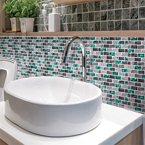 Tunkence 10 Pieces Stick On Tile For Kitchen And Bathroom Peel And Stick Brick Kitchen Backsplash Decorative 3D Self Adhesive Wall Tiles For Kitchen Backsplash And Bathroom #TOP3