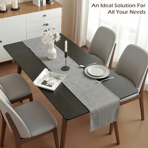 Image of Kuber Industries 72x12 inch Jute Table Runner for Party, Wedding and Family Dinners | Washable & Reusable Centre and Dining Table Runner | Grey