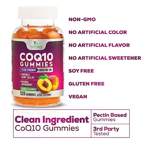 Coq10 Gummies, Coq10 100 Mg Supplement For Heart Health Support & Cellular Energy Production - Gluten Free Vegan & Non-Gmo Antioxidant With Max Absorption Coenzyme Q10 Gummy Supplements - 120 Gummies #TOP2