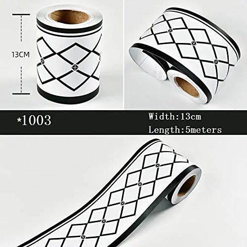 Waistline vinyl self adhesive papers waterproof waist lines adesivo de parede kitchen wallpapers borders Wallpaper border Black (Color : 1003)