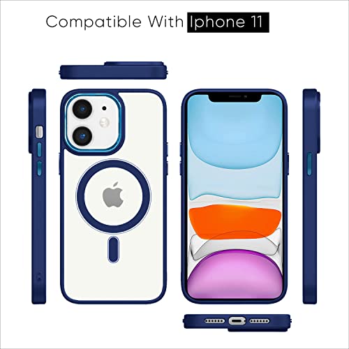 Image of Pikkme Back Cover | Support Mag-Safe Wireless Magnetic Charging | Hybrid Crystal Clear Transparent Case for iPhone 11 [TPU + Polycarbonate] (Blue)