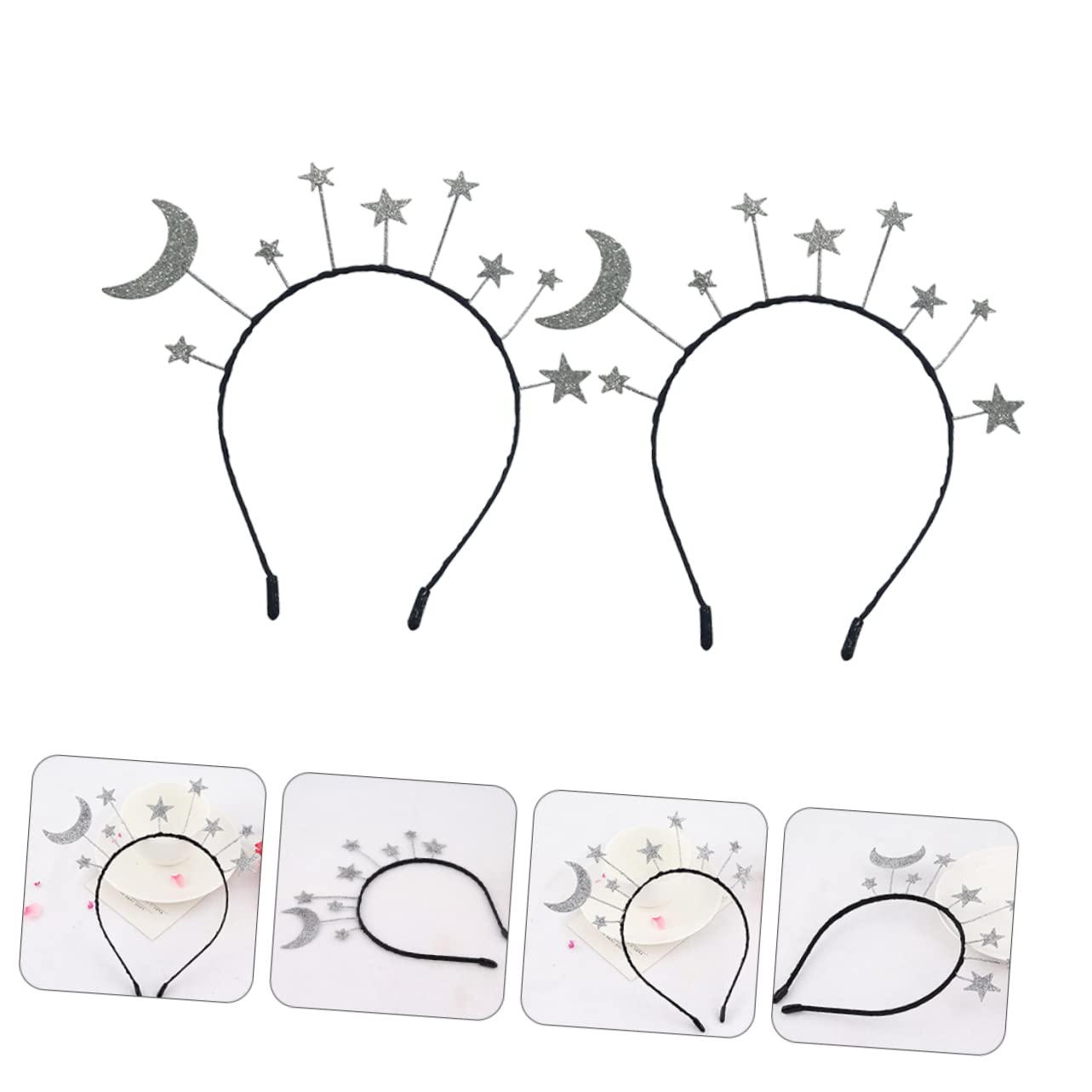 WOONEKY Fascia Per Da Bambina Con Design A Stella E Alla Moda Per Donna Con Forcina A Forma Di Stella E Strass Per Feste