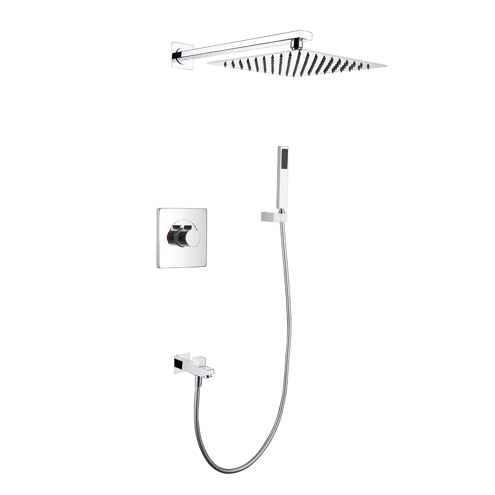 SWENEEN Handheld Showerfaucet/Faucet,Shower System,Concealed Adjustable Shower Faucet Set With 10" Shower Head,Single Handle,Bathroom With Hand Shower And Tub Spout,Embedded Box,Chrome