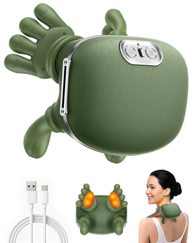 Massagegerät, 4D Nackenmassagegerät, USB Elektrische Schultermassagegerät mit Wärme, 3 Massagegrade & 2 Heizstufen, Tragbares Nacken und Schulter Shiatsu Massagegerät für Zuhause, Büro & Reise