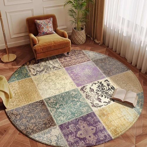 NEYTIIR Alfombras Redondas, Tapete Redondo Antideslizante, Mandala Bohemia Alfombra De Área Redonda Grande para Salón, Sofá, Mesa De Café, Comedor, Dormitorio, Oficina(A,160X160CM)