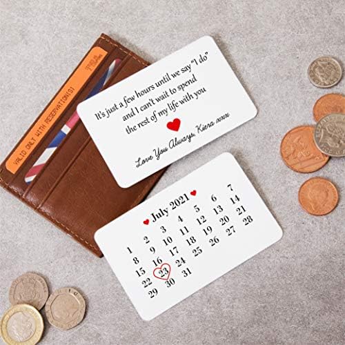 Personalised Sentimental Keepsake Wedding Day Husband Wife Double-Sided Metal Wallet Card Gift