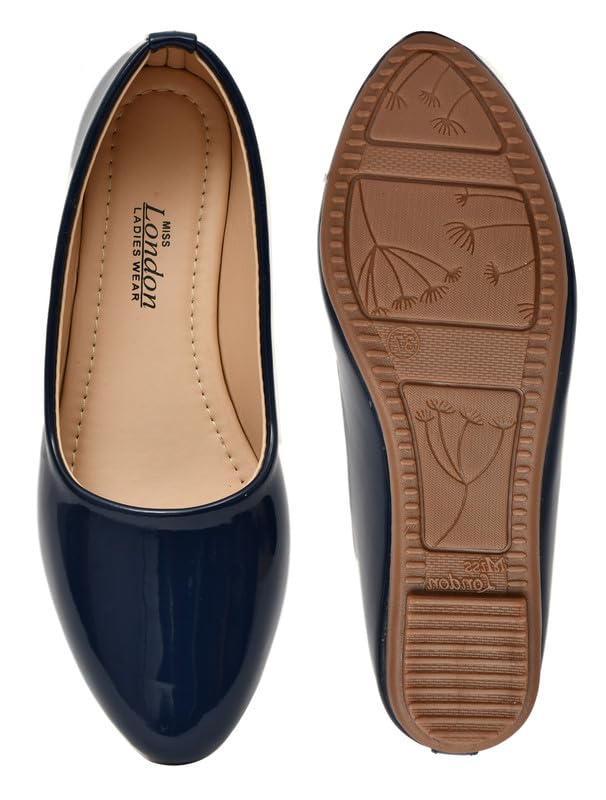 Image of MISS London Women's Bellies | Patent Leather Flats for Casual & Office Wear | Stylish & Comfortable | TPC Sole