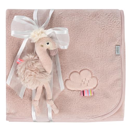 Fehn Couverture Douillette avec Flamant Rose, pour Bébés et Tout-Petits dès 0 Mois, Tapis d'Éveil, Doudou ou Plaid pour Les Câlins à la Maison et en Déplacement