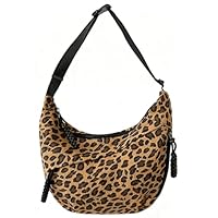 Large Canvas Cross-Body Bag for Womens Sling Bags Leopard Print Hobo Bags Leo Half Moon Shoulder Bag Crescent-Bag Handbag