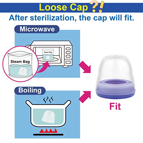 Image of Maymom Dome Caps for Lansinoh Spectra Pigeon Wide-Mouth Collar Ring Compatible with Lansinoh Bottle Top Bottle Lid, 6pcs
