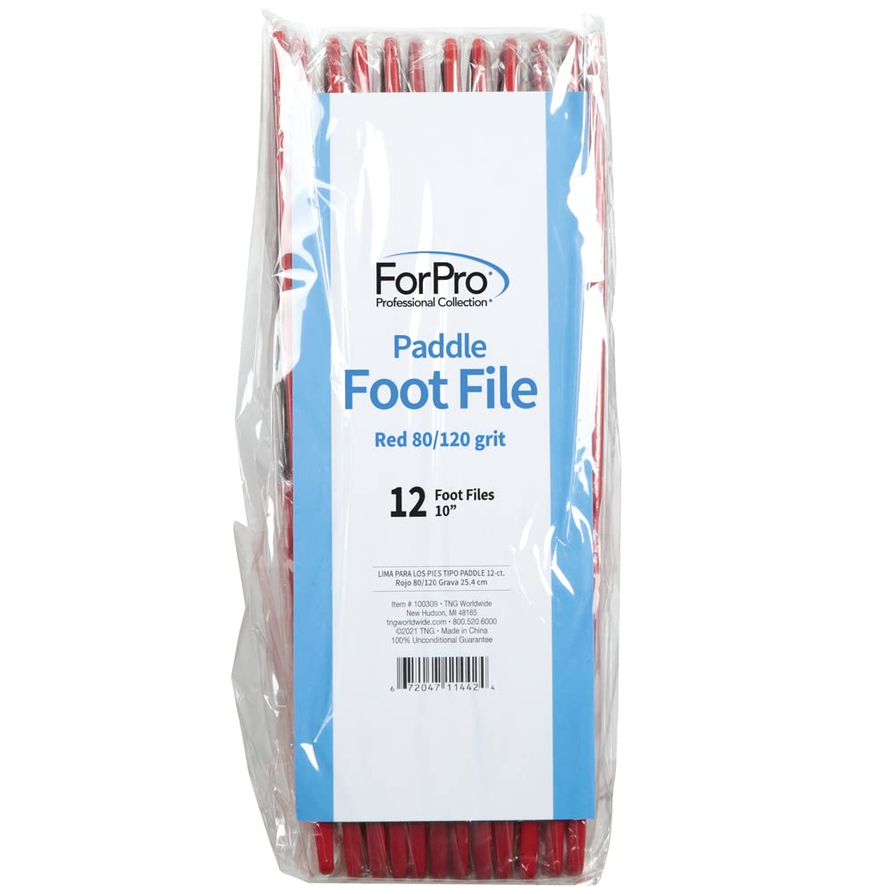 Lima de pie de paleta de pedicura, lima de pie de doble cara para talones, desechable y desinfectable, grano 80/120, rojo, paquete de 12 3