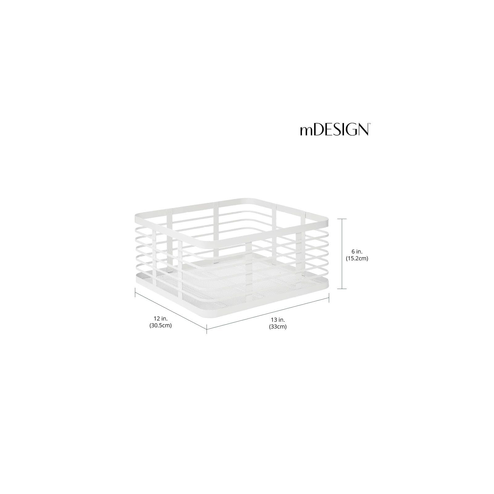 mDesign panier en métal polyvalent (lot de 6) – panier de rangement pour cuisine, garde-manger, salle de bain, etc. – corbeille de rangement universelle & compacte 30,5 cm x 33,0 cm x 15,2 cm – blanc