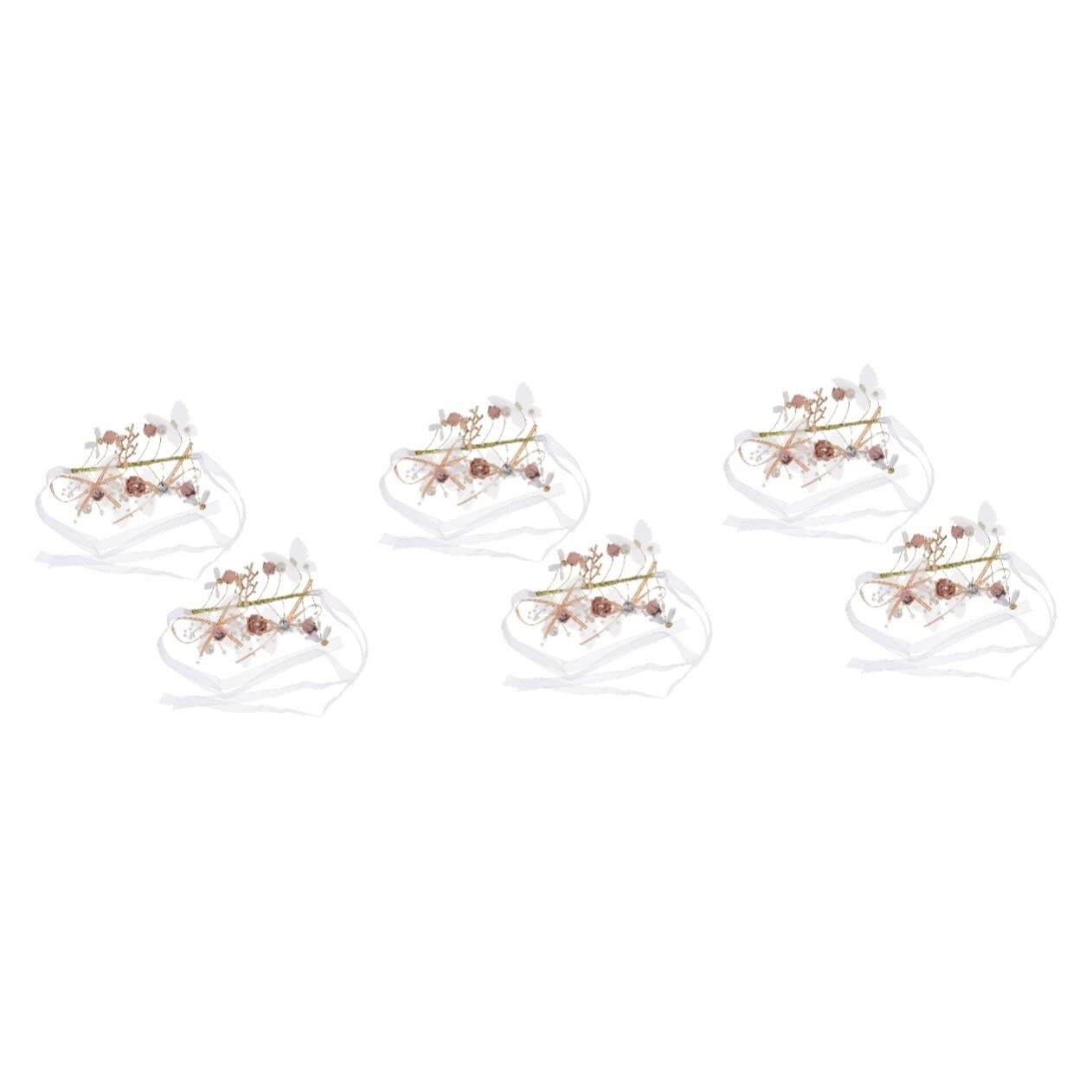 6pezzi Bracciali Floreali Da Sposa Con Perle e Cristalli Decorazioni Per Cerimonie e Feste Adatti Sposa e Damigelle