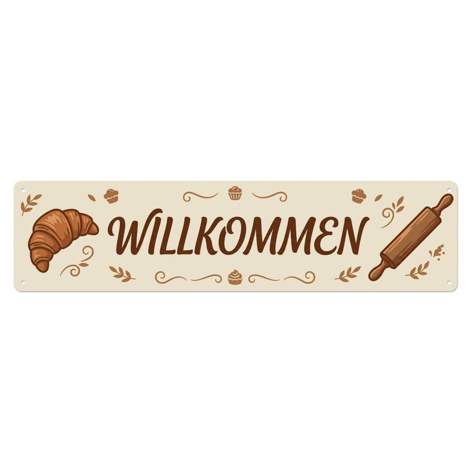 Cream Vanilla Bakery Patisserie Welcome 1 Metal Tin Sign Plaque Wall Decor for Cafe, Club Bar, Office, Home Garden Metal Poster 4x16Inch