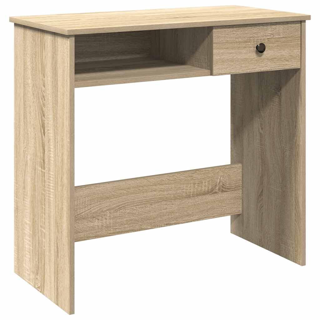 Escritorio de madera de roble Sonoma, 80 x 40 x 75 cm, mesa de ordenador con amplia superficie de trabajo y mucho espacio para carpetas y dispositivos de PC, versátil