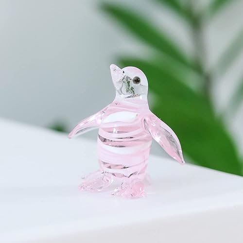 Miniatura 2 de DANUSORNGEANG Vidrio de arte soplado a mano colección de animales en miniatura de pingüinos de la suerte miniaturas de casa de muñecas decoraciones